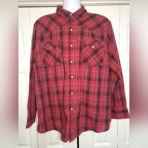 Bit Bridle Pearl Snap Western Shirt Mens Size 2X Red Plaid Long Sleeve T…